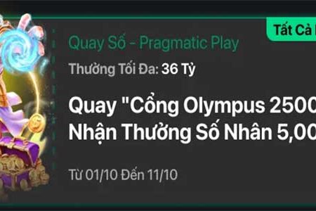 Quay cổng Olympus 2500 – Nhận thưởng số nhân 5,000X tại Pragmatic Play